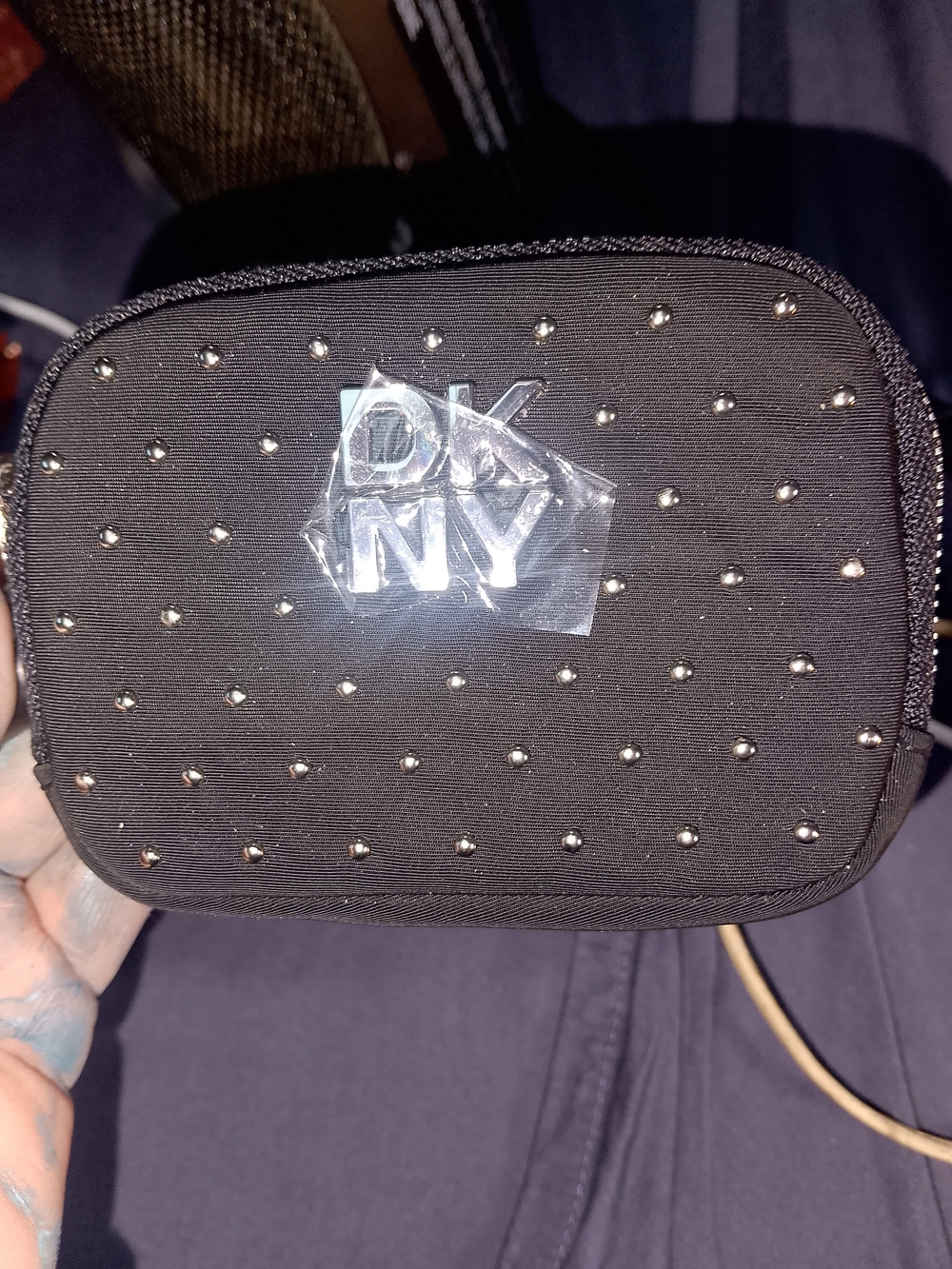 DKNY Black Studded Cosmetic Pouch Like New